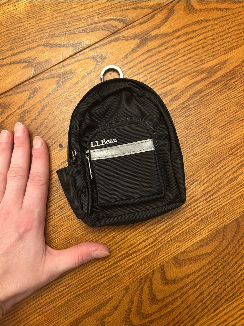 L.L. Bean Black Mini Clip-On Utility Pouch with Reflective Trim